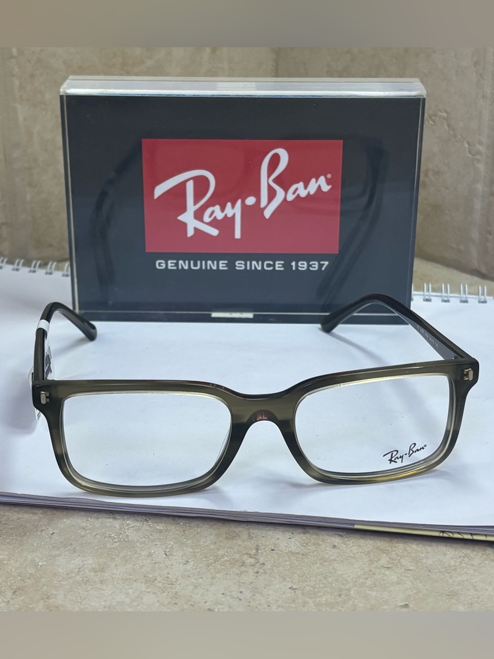 Ray-Ban RX5445F Men's Olive Green/Brown Rectangle Eyeglasses Global fit
